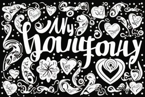 The word family written with music tattoo idea