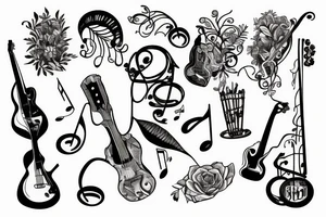 Music and plants tattoo idea