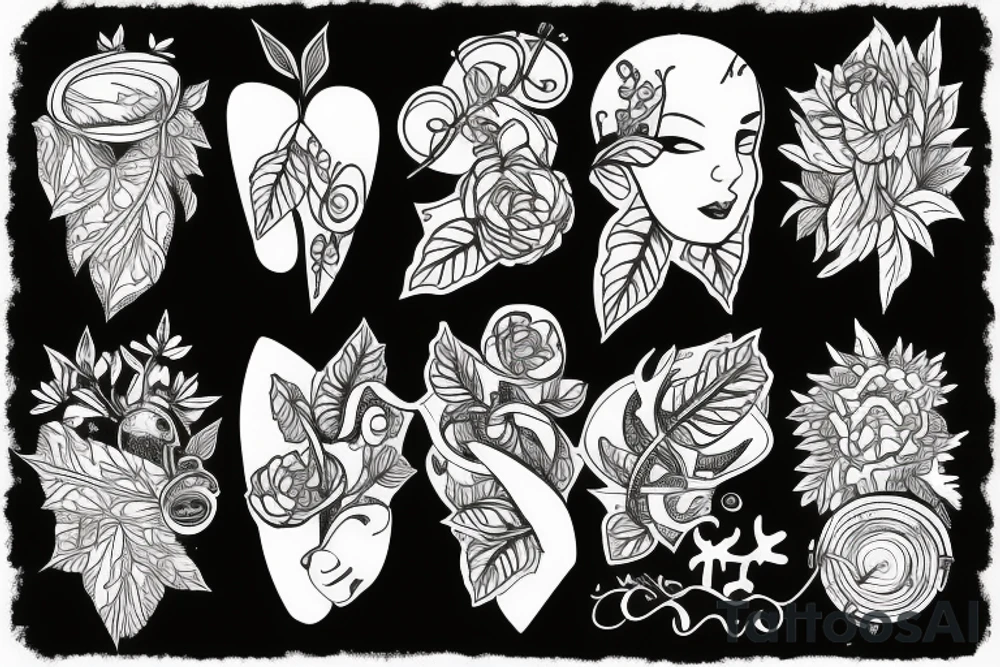 Music and plants tattoo idea