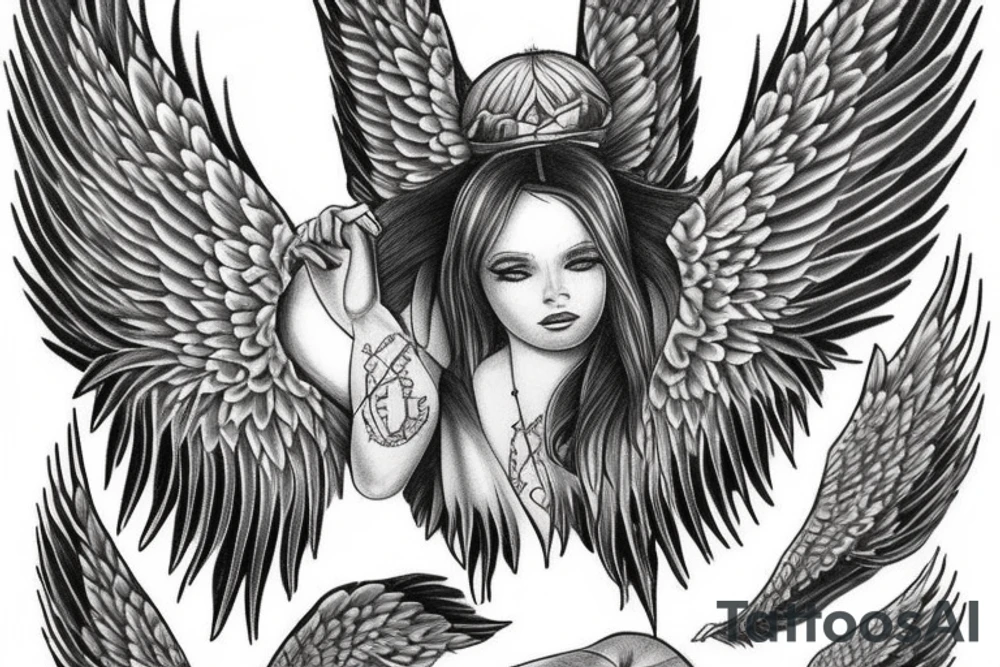Lyrics with angel wings tattoo idea