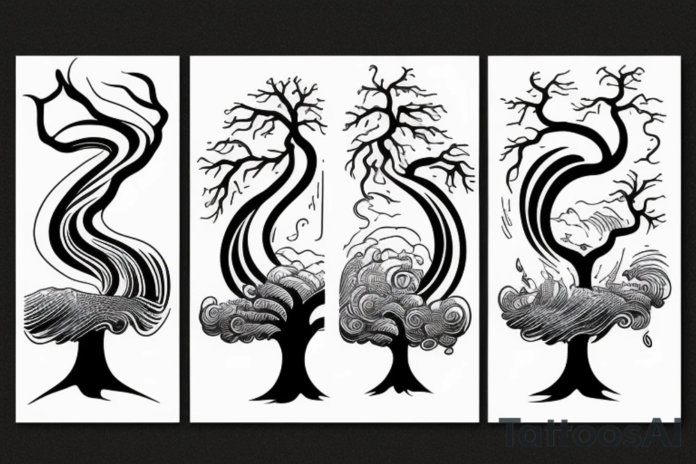 God tree, ocean wave, rice tattoo idea