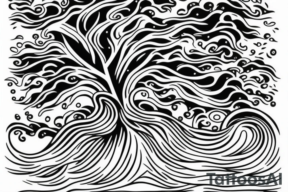 God tree, ocean wave, rice tattoo idea