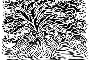 God tree, ocean wave, rice tattoo idea