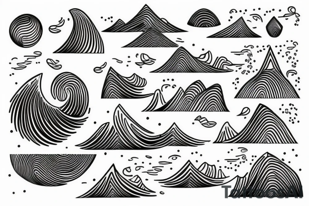 ocean wave, rice, tree tattoo idea