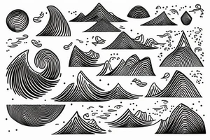 ocean wave, rice, tree tattoo idea