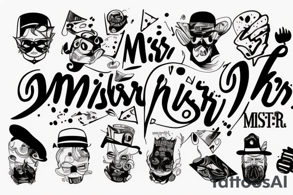 the words "mister understood" in a glitchy style font tattoo idea
