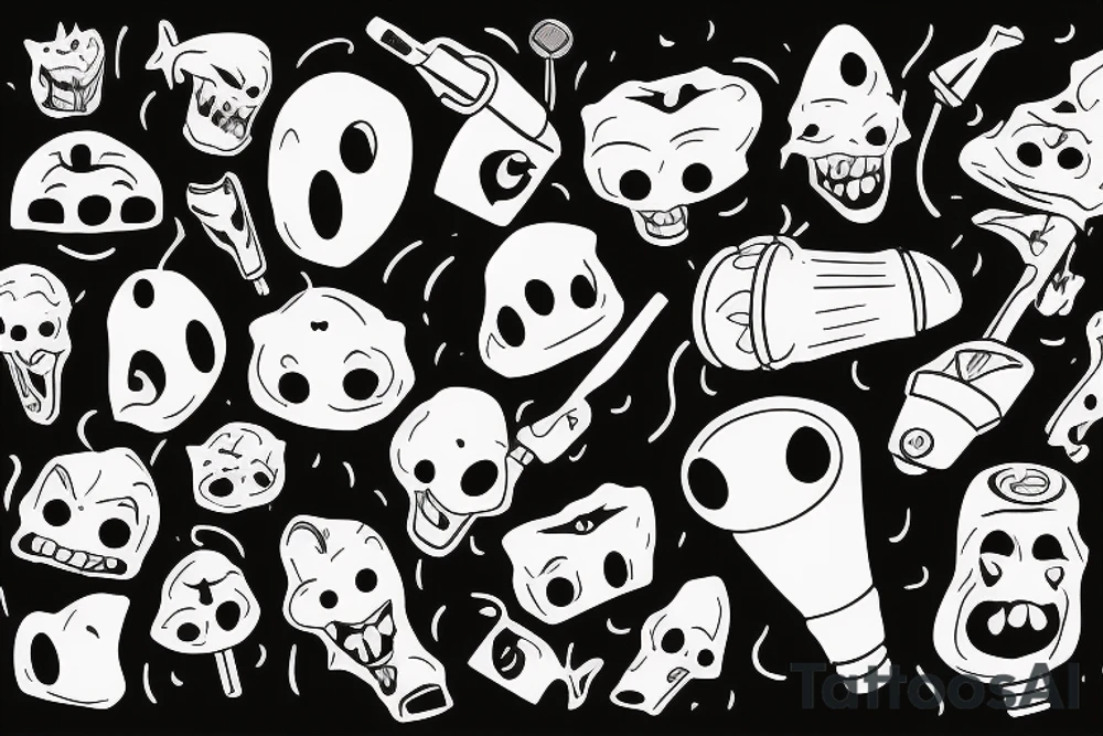 a cartoony ghost holding a microphone tattoo idea