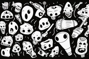 a cartoony ghost holding a microphone tattoo idea