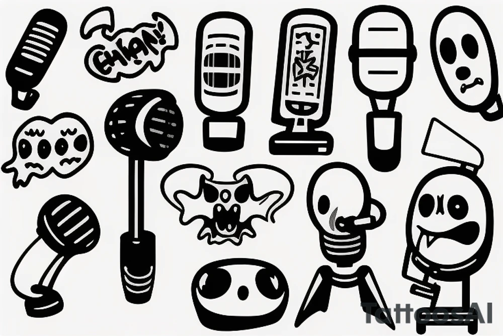 a cartoony ghost holding a microphone tattoo idea