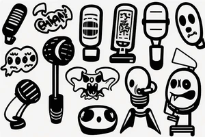 a cartoony ghost holding a microphone tattoo idea