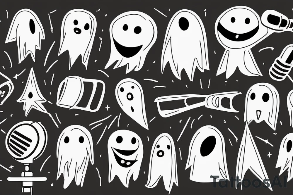 a cartoon ghost holding a microphone tattoo idea