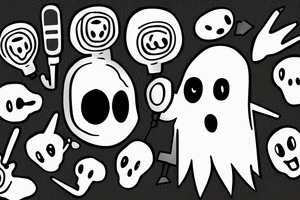 a cartoon ghost holding a microphone tattoo idea