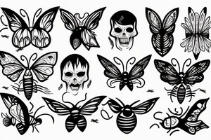 Moths crawling on a cracked skull with its mouth open tattoo idea