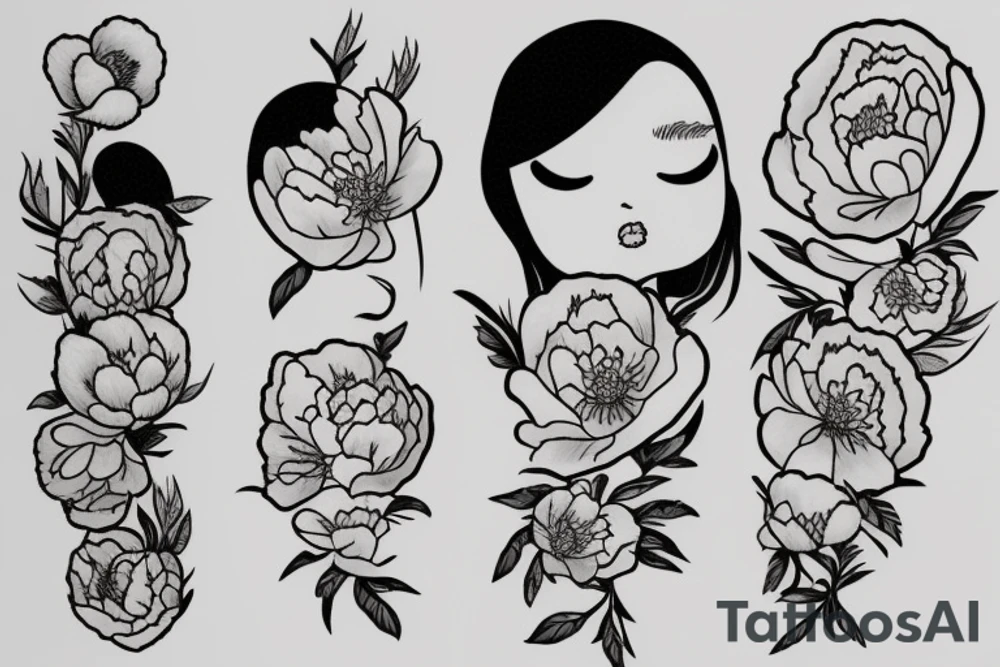 Peony and poppy tattoo idea