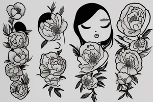 Peony and poppy tattoo idea