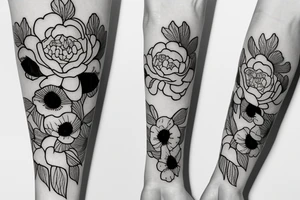 Peony and poppy tattoo idea