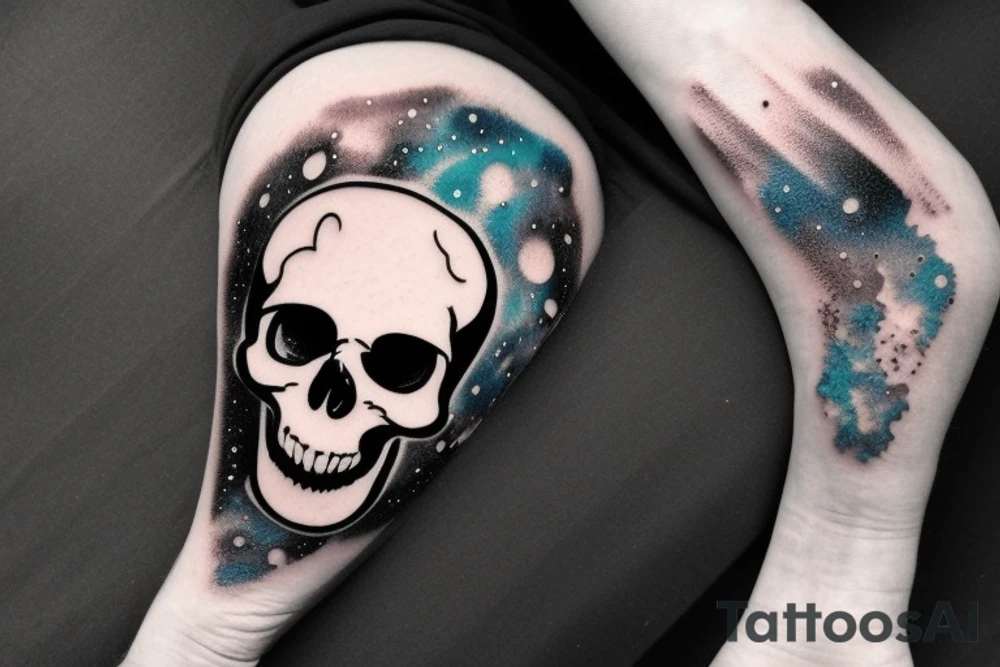 a skull with a space theme. dripping galaxy tattoo idea