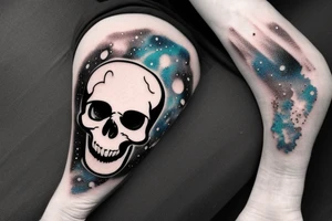 a skull with a space theme. dripping galaxy tattoo idea