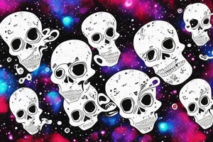 a skull with a space theme. dripping galaxy jars tattoo idea