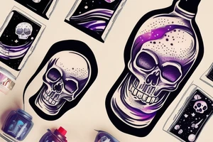 a skull with a space theme. dripping galaxy jars tattoo idea