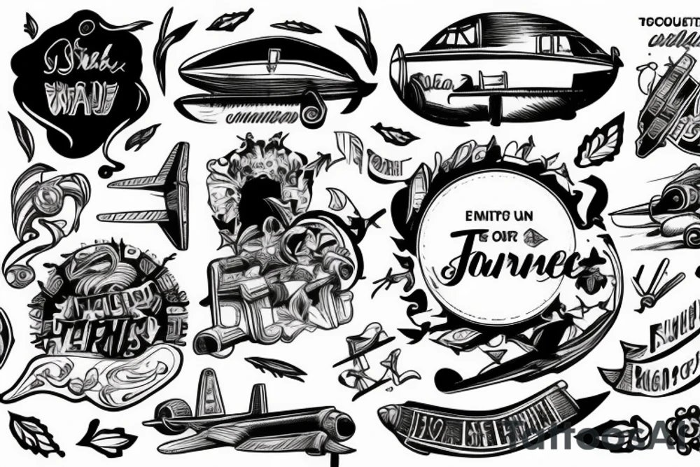Journey text with a plane tattoo idea