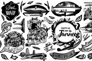 Journey text with a plane tattoo idea