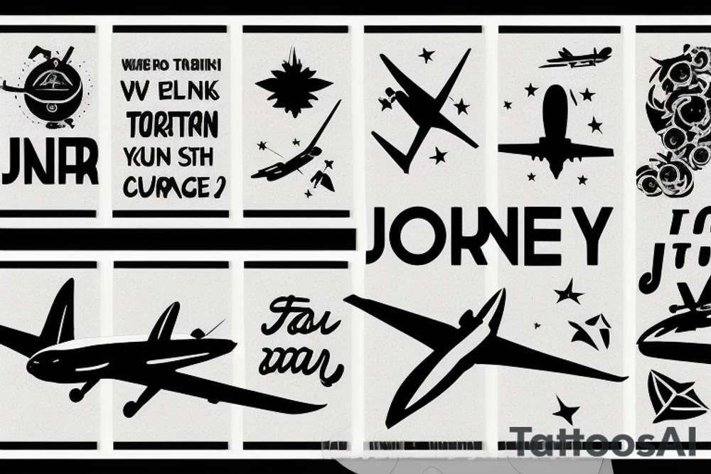 Journey text with a plane tattoo idea