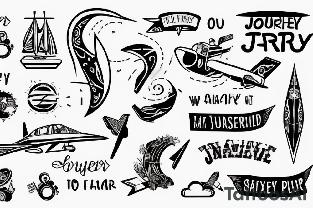 Journey text with a plane tattoo idea