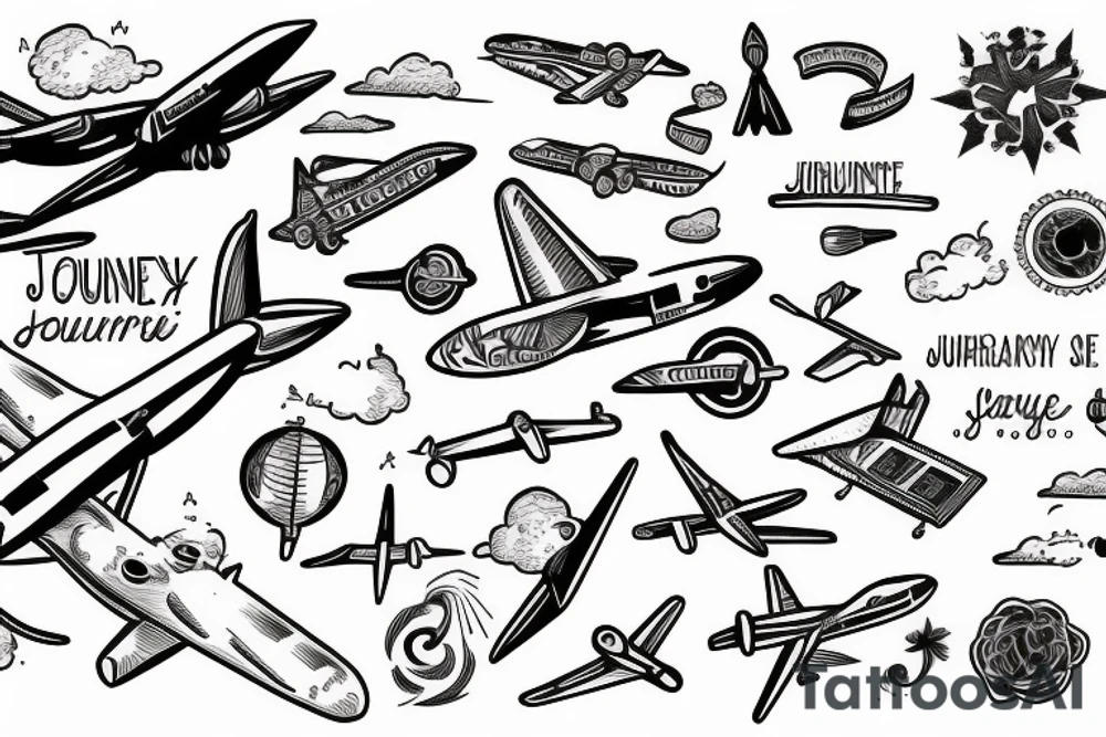 Journey text with a plane tattoo idea