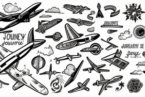 Journey text with a plane tattoo idea