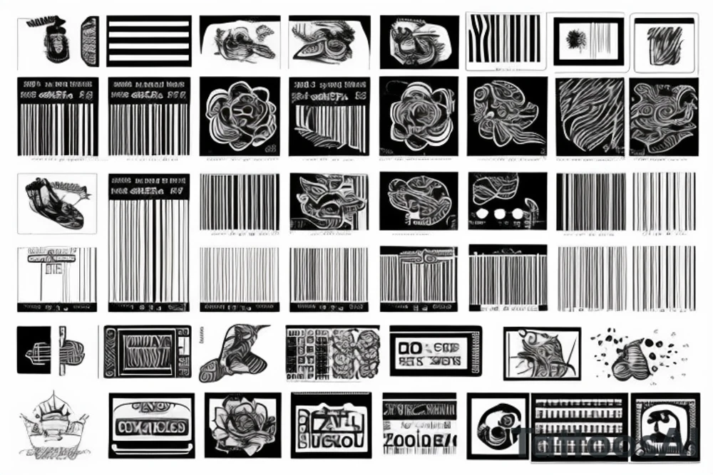 Barcode with the number 00876 underneath tattoo idea