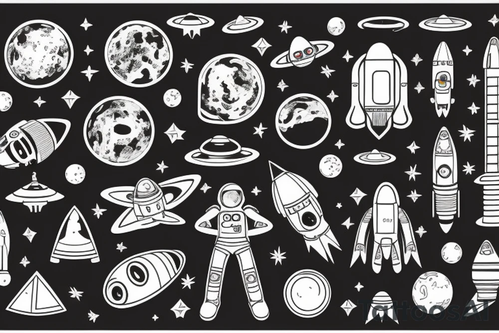 astronaut, space, geometric tattoo idea