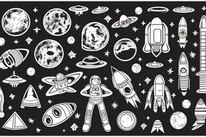 astronaut, space, geometric tattoo idea