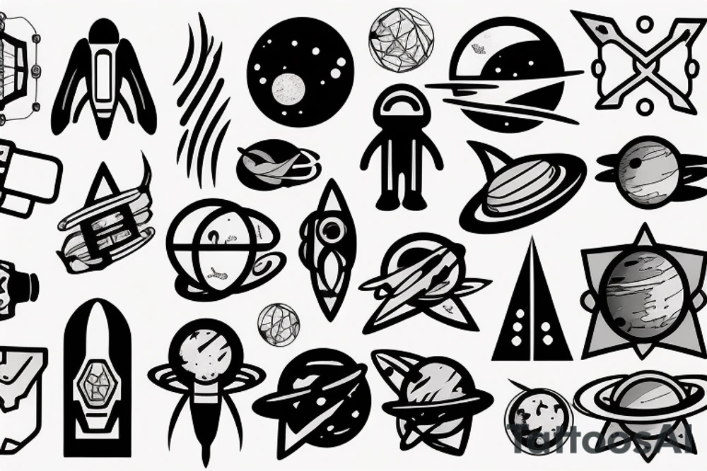 astronaut, space, geometric tattoo idea