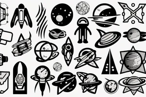 astronaut, space, geometric tattoo idea