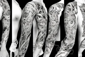 Duality of life and death full sleeve tattoo tattoo idea
