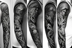 Duality of life and death full sleeve tattoo tattoo idea
