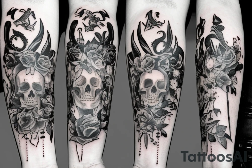Duality of life and death forearm tattoo tattoo idea