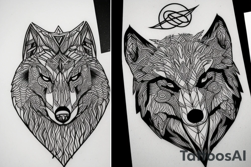 thor norse mythology wolf geometry line art tattoo idea