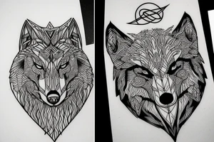 thor norse mythology wolf geometry line art tattoo idea