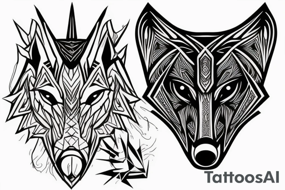 thor norse mythology wolf geometry minimalist tattoo idea