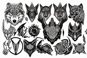 thor norse mythology wolf geometry minimalist tattoo idea