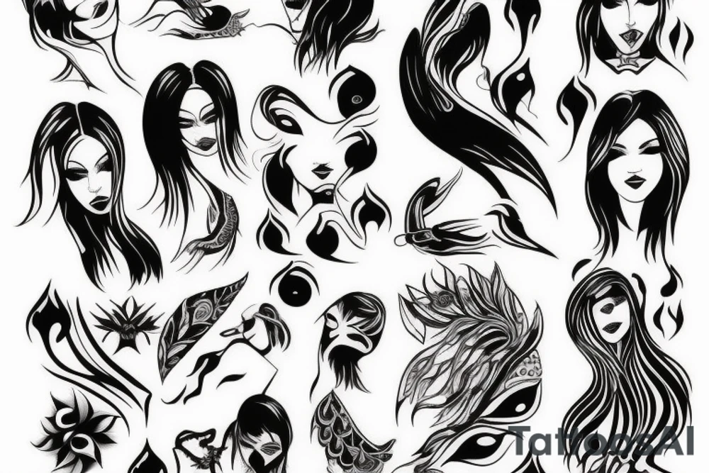 Woman half demon half angel body tattoo idea