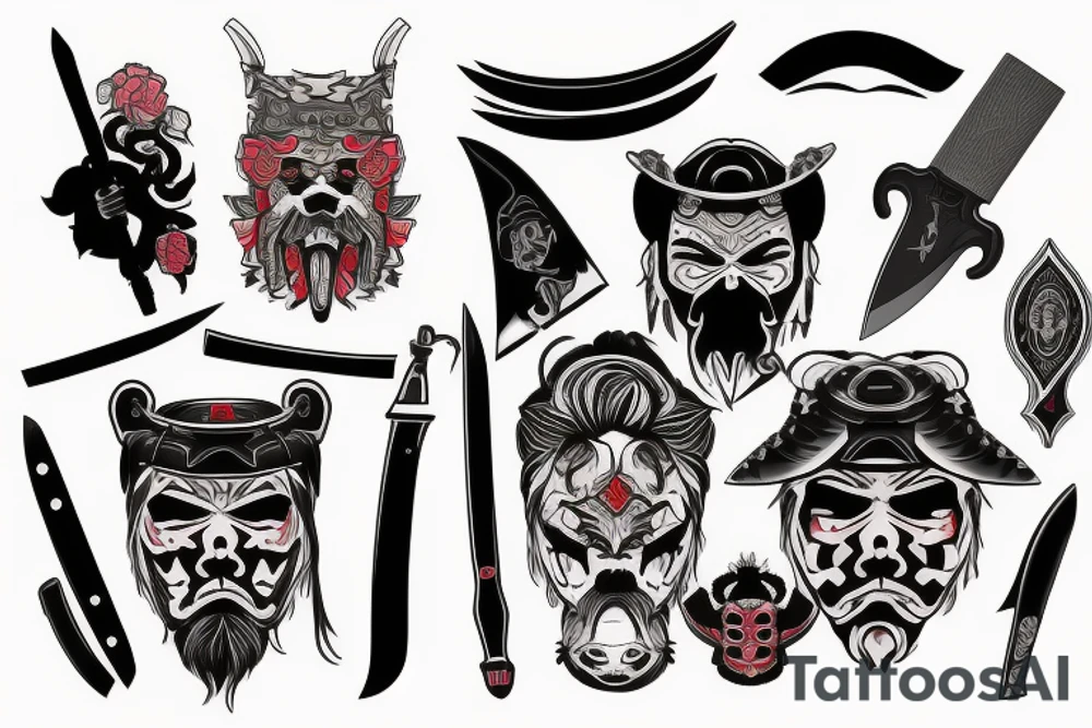 Knife with Samurai tattoo idea