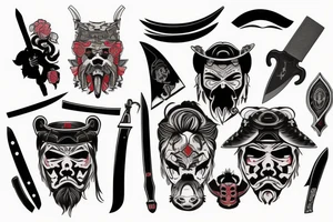 Knife with Samurai tattoo idea