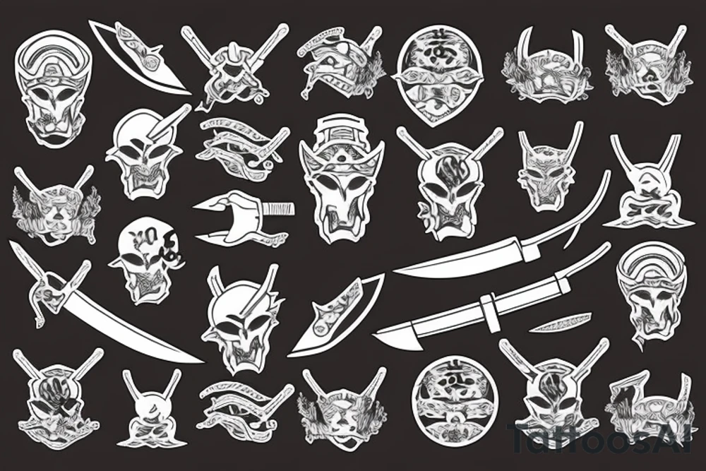Knife with Samurai tattoo idea