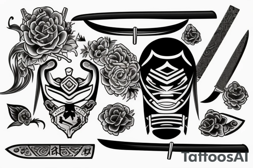 Knife with Samurai tattoo idea