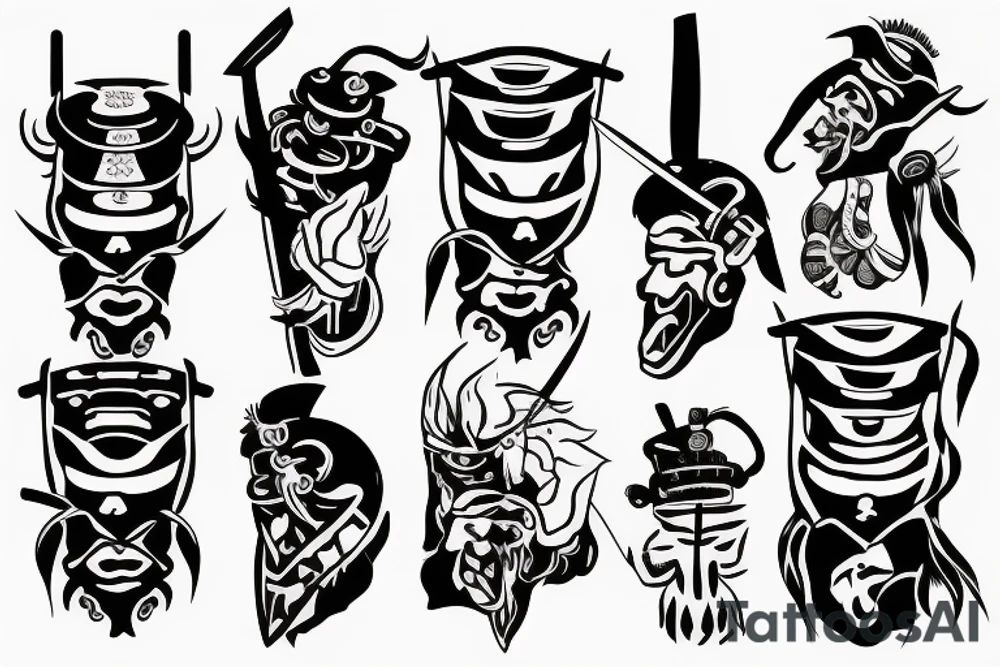 Knife with Samurai tattoo idea