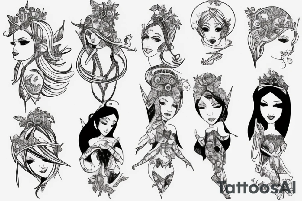 female elf princess tattoo idea