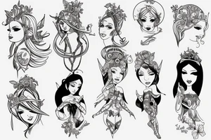 female elf princess tattoo idea